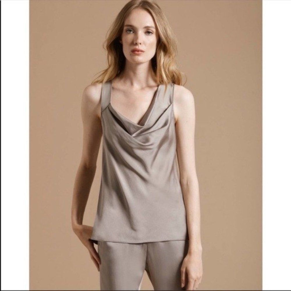 HALSTON Womens Size 8 ASYMMETRIC COWL SATIN TOP